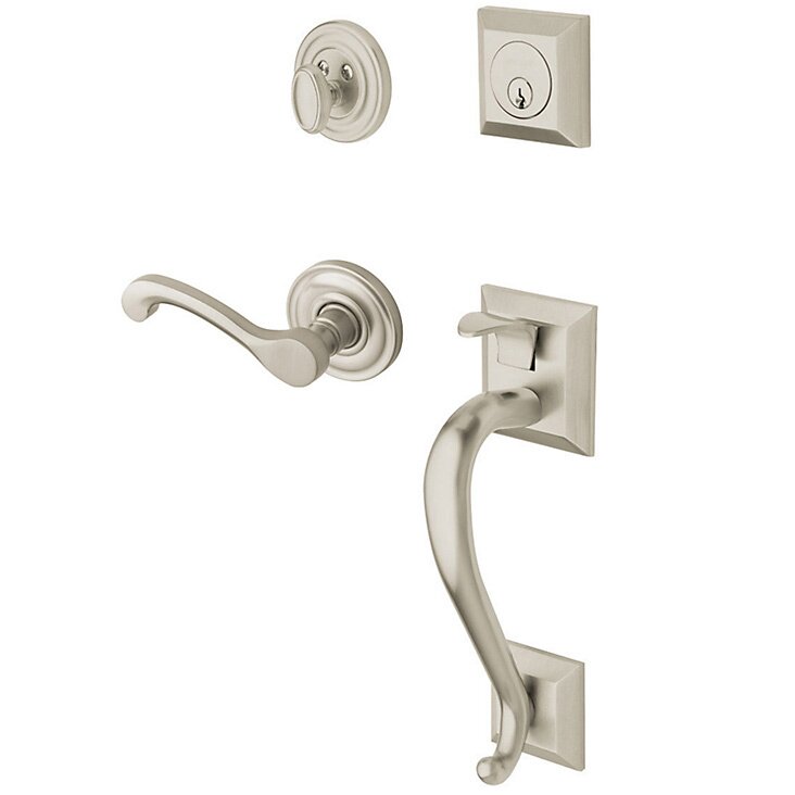 Baldwin Sectional Right Handed Single Cylinder Handleset with Classic Lever in Lifetime PVD Satin Nickel