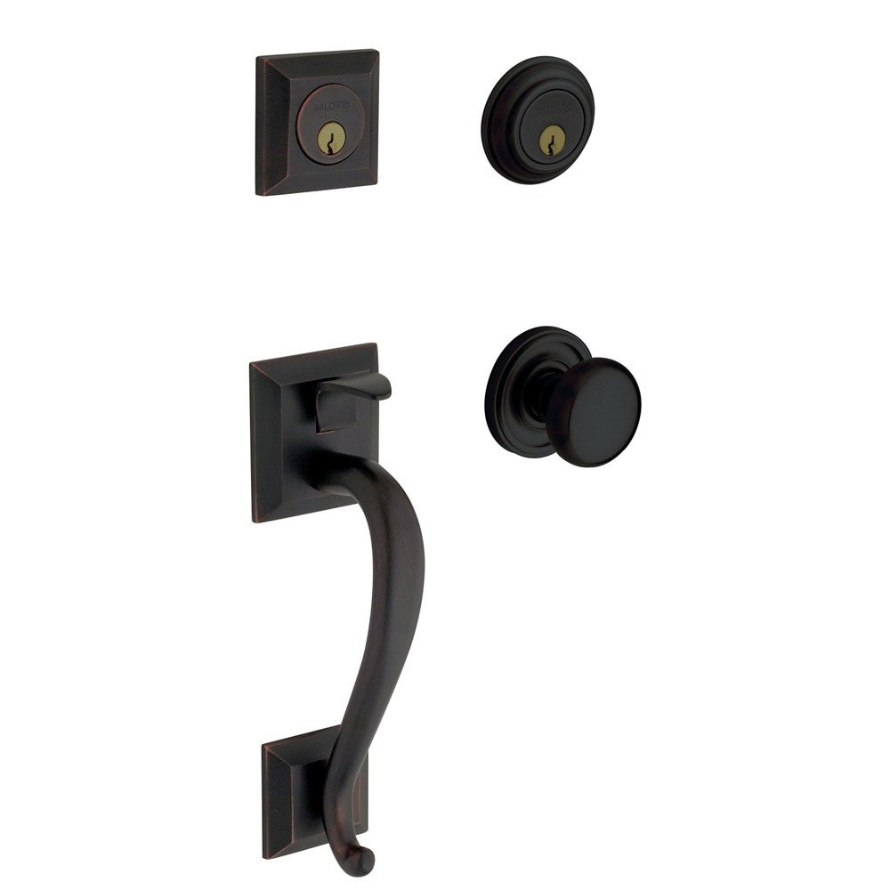 Baldwin Sectional Double Cylinder Handleset with Classic Knob in Satin Black