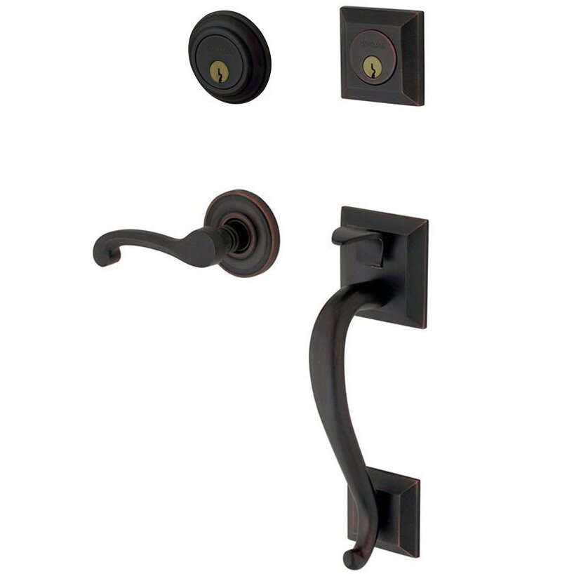 Baldwin Sectional Right Handed Double Cylinder Handleset with Classic Lever in Satin Black