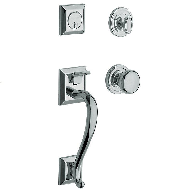 Baldwin Sectional Single Cylinder Handleset with Classic Knob in Polished Chrome
