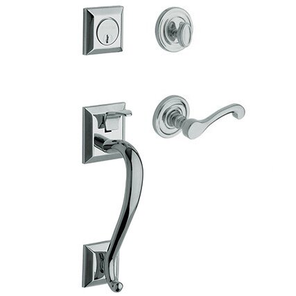 Baldwin Sectional Left Handed Single Cylinder Handleset with Classic Lever in Polished Chrome
