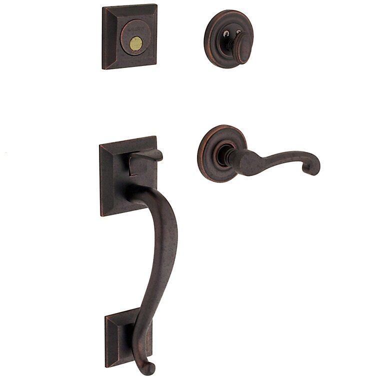 Baldwin Sectional Left Handed Full Dummy Handleset with Classic Lever in Distressed Oil Rubbed Bronze