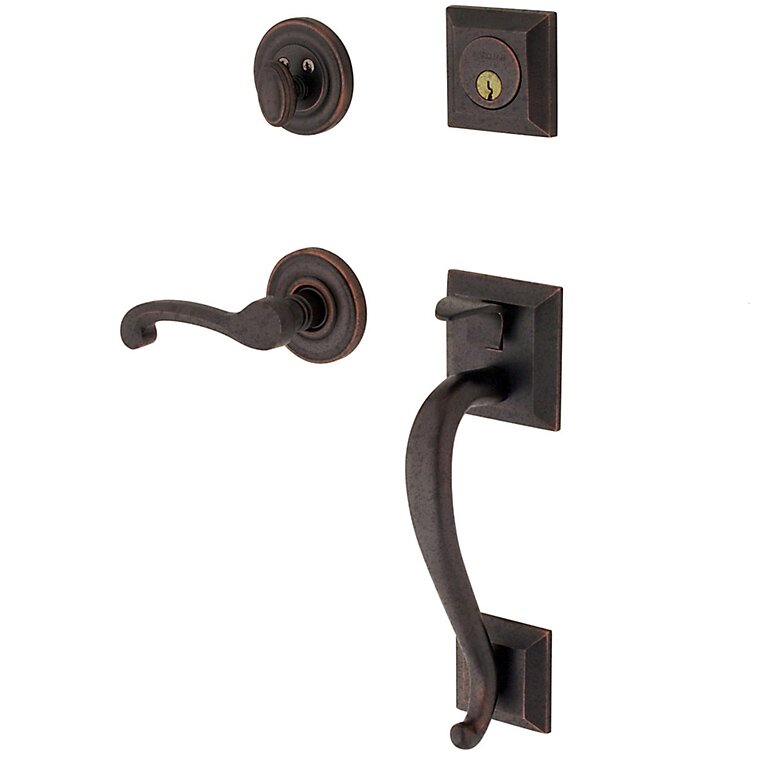 Baldwin Sectional Right Handed Single Cylinder Handleset with Classic Lever in Distressed Oil Rubbed Bronze