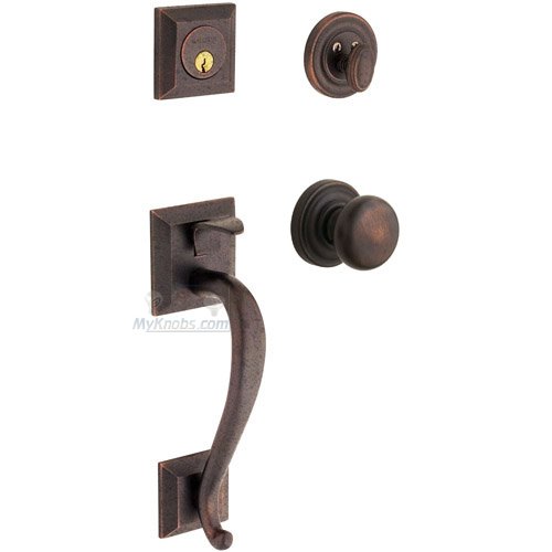 Baldwin Sectional Single Cylinder Handleset with Classic Knob in Distressed Venetian Bronze