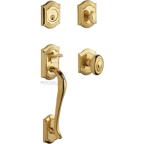 Baldwin Sectional Single Cylinder Handleset with Knob in Lifetime PVD Polished Brass