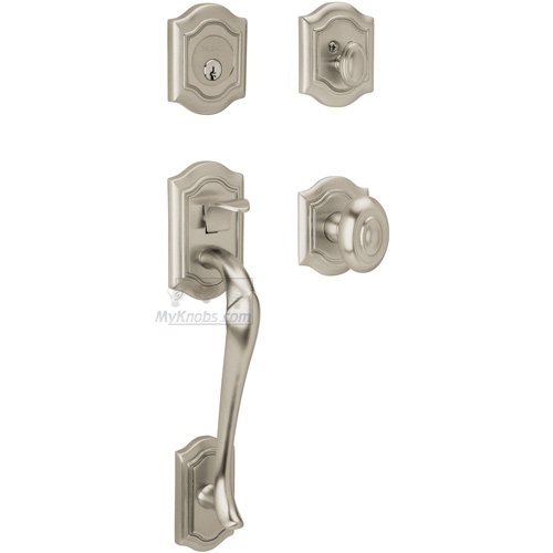 Baldwin Sectional Single Cylinder Handleset with Knob in Lifetime PVD Satin Nickel