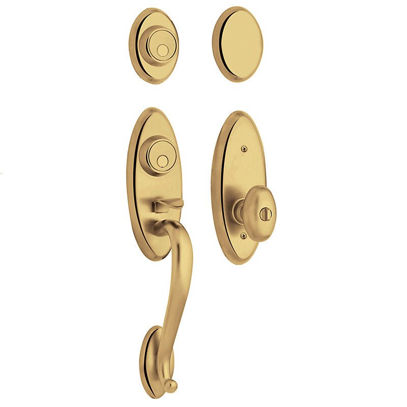 Baldwin Two Point Full Dummy Handleset with Egg Knob in Unlacquered Brass