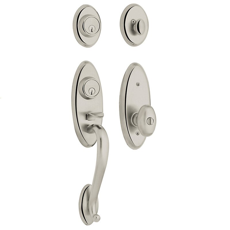 Baldwin Two Point Single Cylinder Handleset with Egg Knob in Lifetime PVD Polished Nickel
