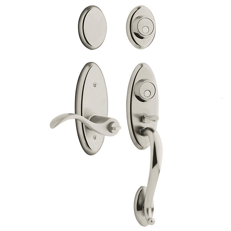 Baldwin Two Point Right Handed Full Dummy Handleset with Wave Lever in Lifetime PVD Polished Nickel