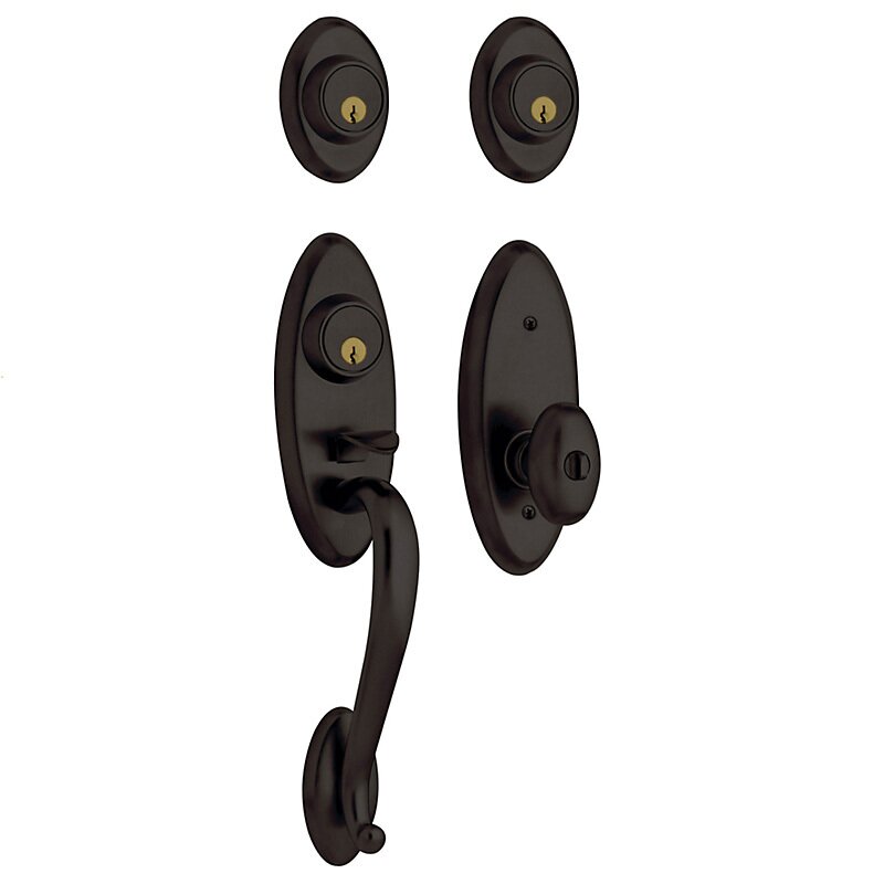 Baldwin Two Point Double Cylinder Handleset with Egg Knob in Oil Rubbed Bronze