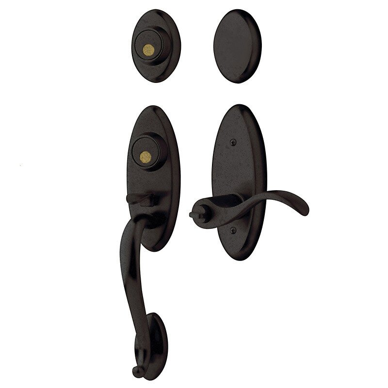 Baldwin Two Point Left Handed Full Dummy Handleset with Wave Lever in Oil Rubbed Bronze