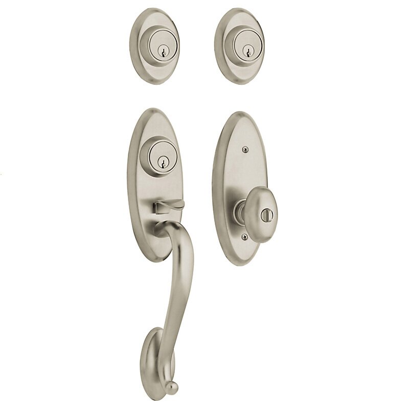 Baldwin Two Point Double Cylinder Handleset with Egg Knob in Satin Nickel