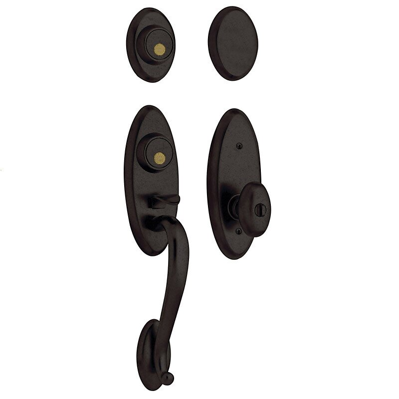 Baldwin Two Point Full Dummy Handleset with Egg Knob in Distressed Oil Rubbed Bronze