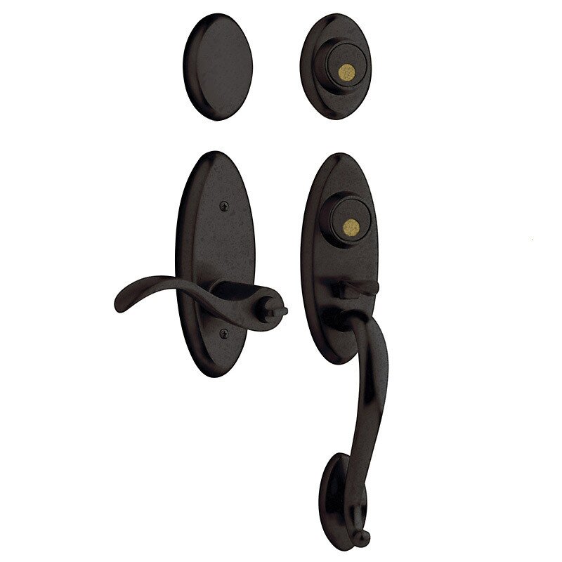 Baldwin Two Point Right Handed Full Dummy Handleset with Wave Lever in Distressed Oil Rubbed Bronze
