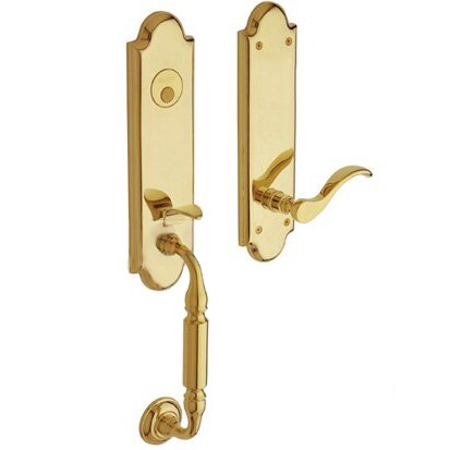 Baldwin Escutcheon Left Handed Full Dummy Handleset with Wave Lever in Lifetime PVD Polished Brass