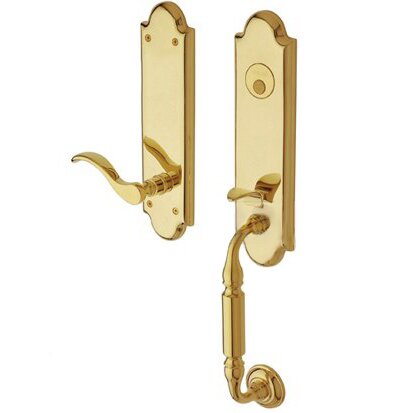 Baldwin Escutcheon Right Handed Full Dummy Handleset with Wave Lever in Lifetime PVD Polished Brass