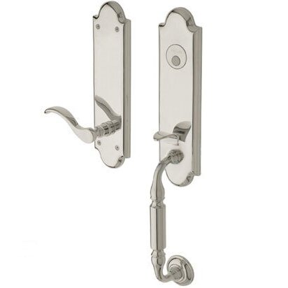 Baldwin Escutcheon Right Handed Full Dummy Handleset with Wave Lever in Lifetime PVD Polished Nickel