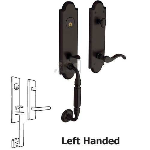Baldwin Escutcheon Left Handed Single Cylinder Handleset with Wave Lever in Oil Rubbed Bronze