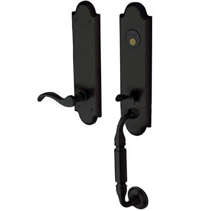 Baldwin Escutcheon Right Handed Full Dummy Handleset with Wave Lever in Satin Black
