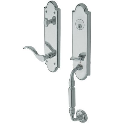 Baldwin Escutcheon Right Handed Single Cylinder Handleset with Wave Lever in Polished Chrome