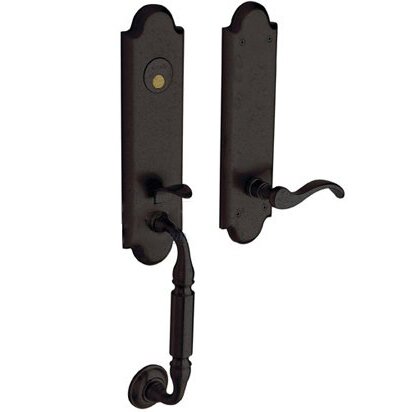 Baldwin Escutcheon Left Handed Full Dummy Handleset with Wave Lever in Distressed Oil Rubbed Bronze
