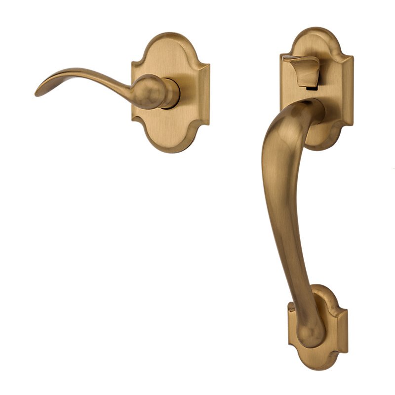 Baldwin Right Handed Passage Handleset Kit in Satin Brass and Brown