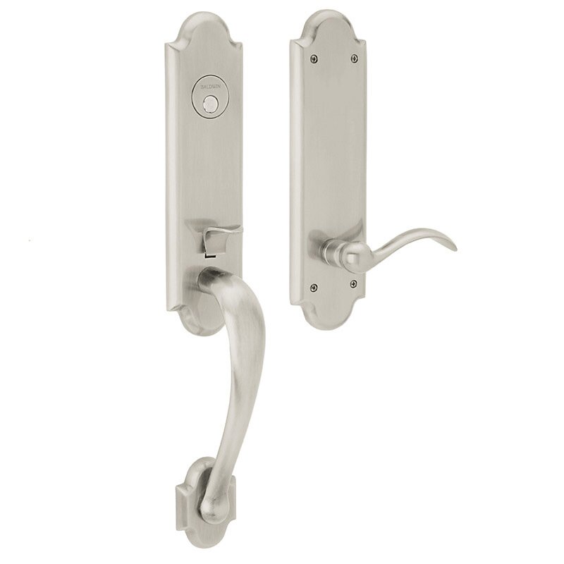 Baldwin 3/4 Escutcheon Left Handed Full Dummy Handleset with Beavertail Lever in Lifetime PVD Polished Nickel