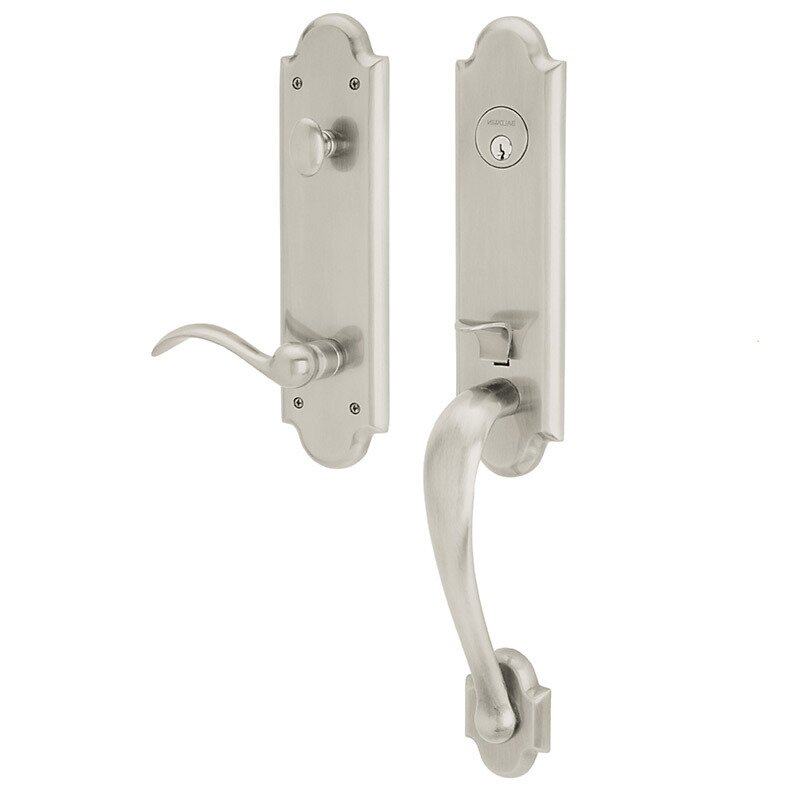 Baldwin 3/4 Escutcheon Right Handed Single Cylinder Handleset with Beavertail Lever in Lifetime PVD Polished Nickel