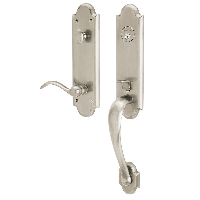 Baldwin 3/4 Escutcheon Right Handed Single Cylinder Handleset with Beavertail Lever in Lifetime PVD Satin Nickel