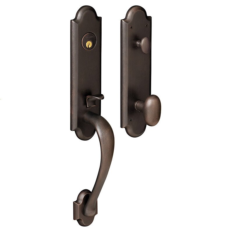 Baldwin 3/4 Escutcheon Single Cylinder Handleset with Oval Knob in Distressed Oil Rubbed Bronze