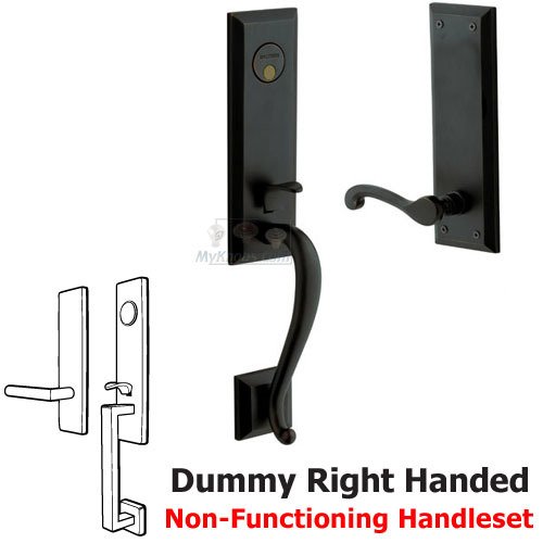 Baldwin Escutcheon Right Handed Full Dummy Handleset with Classic Lever in Satin Black
