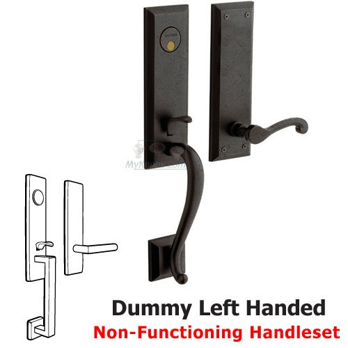 Baldwin Escutcheon Left Handed Full Dummy Handleset with Classic Lever in Distressed Oil Rubbed Bronze