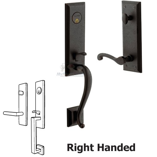 Baldwin Escutcheon Right Handed Single Cylinder Handleset with Classic Lever in Distressed Oil Rubbed Bronze