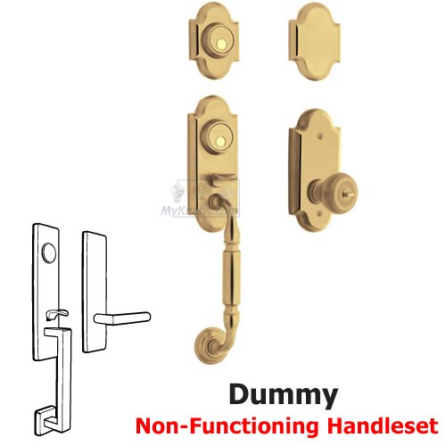 Baldwin Two Point Full Dummy Handleset with Colonial Knob in Unlacquered Brass