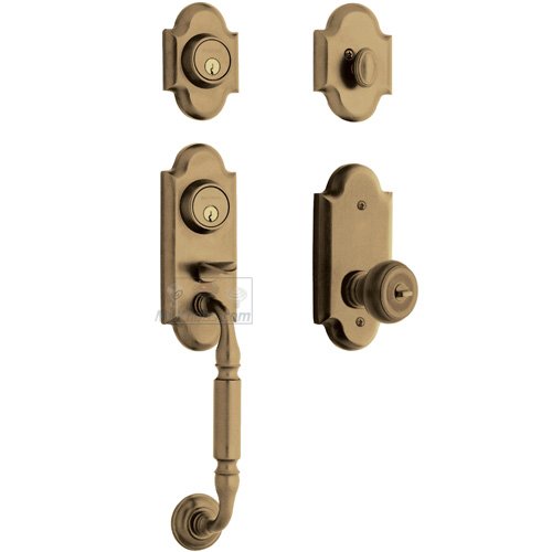Baldwin Two Point Single Cylinder Handleset with Colonial Knob in Satin Brass & Black