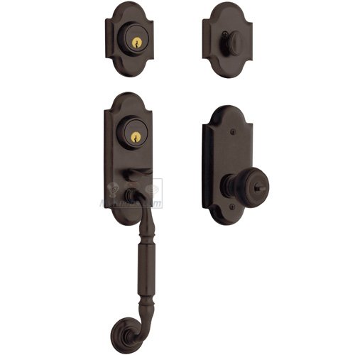 Baldwin Two Point Single Cylinder Handleset with Colonial Knob in Venetian Bronze
