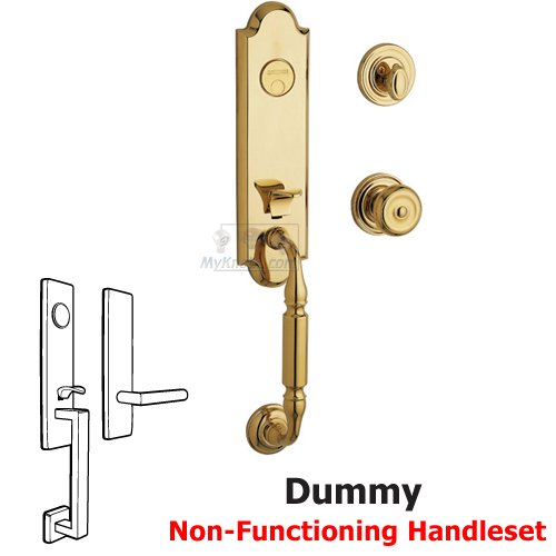 Baldwin Escutcheon Full Dummy Handleset with Colonial Knob in Lifetime PVD Polished Brass