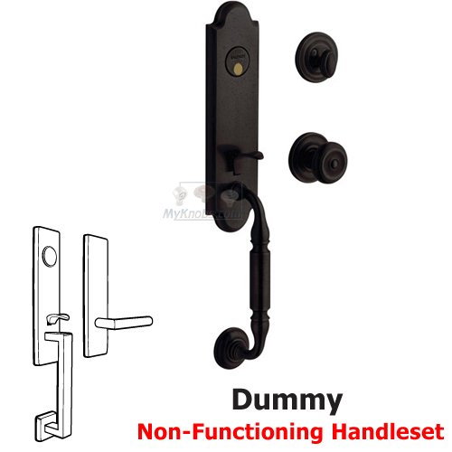 Baldwin Escutcheon Full Dummy Handleset with Colonial Knob in Distressed Oil Rubbed Bronze