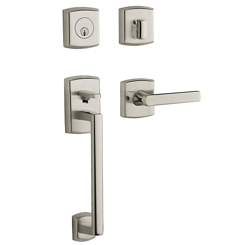 Baldwin Sectional Left Handed Single Cylinder Handleset with Lever in Lifetime PVD Polished Nickel