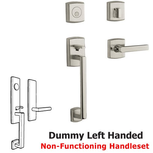 Baldwin Sectional Left Handed Full Dummy Handleset with Lever in Lifetime PVD Polished Nickel