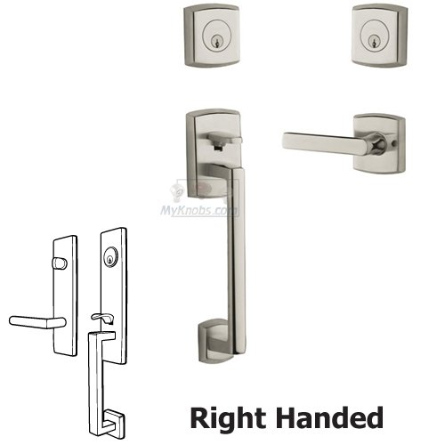 Baldwin Sectional Right Handed Double Cylinder Handleset with Lever in Lifetime PVD Polished Nickel