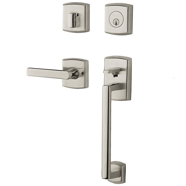 Baldwin Sectional Right Handed Single Cylinder Handleset with Lever in Lifetime PVD Polished Nickel