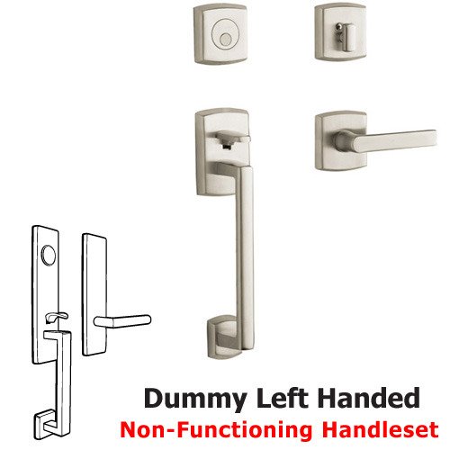 Baldwin Sectional Left Handed Full Dummy Handleset with Lever in Lifetime PVD Satin Nickel