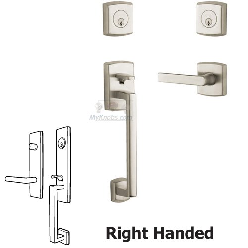 Baldwin Sectional Right Handed Double Cylinder Handleset with Lever in Lifetime PVD Satin Nickel