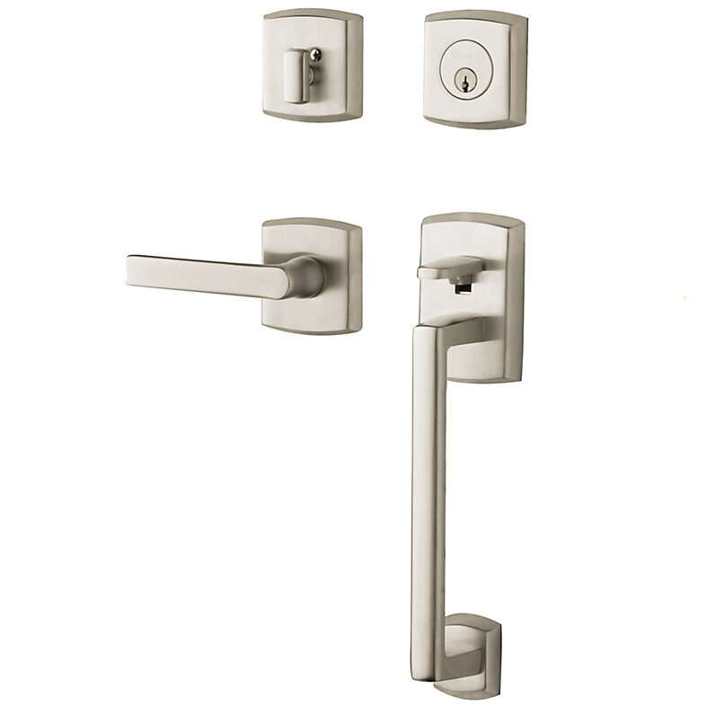 Baldwin Sectional Right Handed Single Cylinder Handleset with Lever in Lifetime PVD Satin Nickel