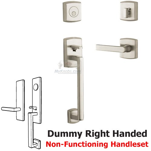 Baldwin Sectional Right Handed Full Dummy Handleset with Lever in Lifetime PVD Satin Nickel