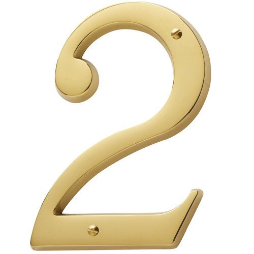 Baldwin #2 House Number in Unlacquered Brass