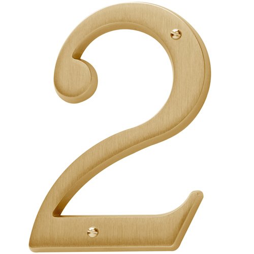 Baldwin #2 House Number in PVD Lifetime Satin Brass