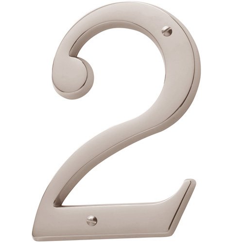Baldwin #2 House Number in Lifetime PVD Polished Nickel