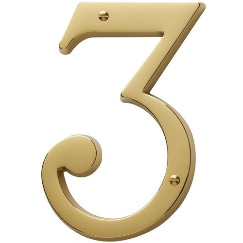 Baldwin #3 House Number in Lifetime PVD Polished Brass